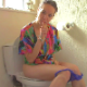 A pretty, blonde, Eastern-European girl sits on a toilet, pisses, and takes a shit with multiple, loud plops. She wipes her ass while standing. Presented in 720P HD. Over 3.5 minutes.